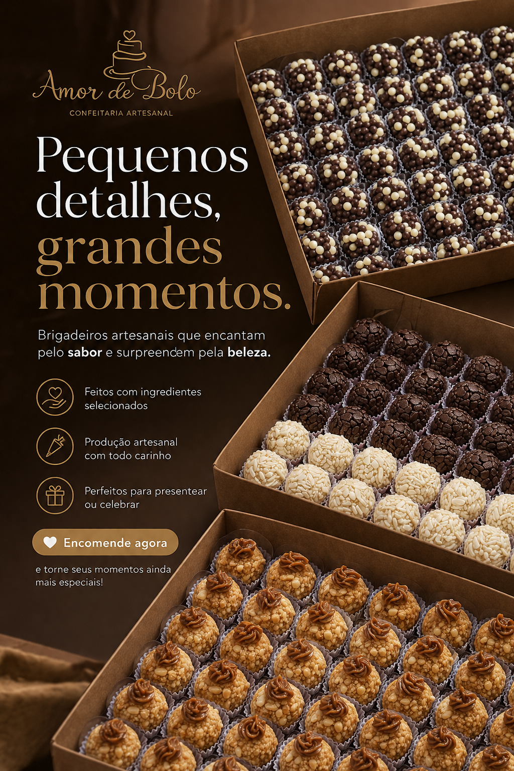 Brigadeiros tradicionais e gurmet